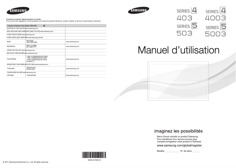 Imagen de la primera página del manual del dispositivo UA32D4003B