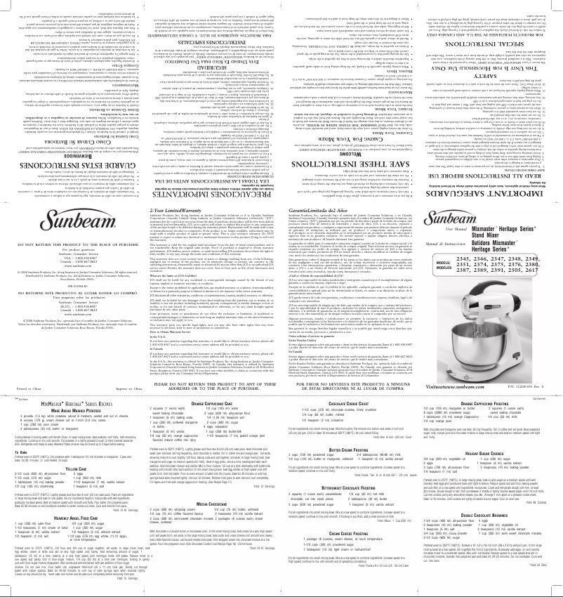 Imagen de la primera página del manual del dispositivo MixMaster 2348