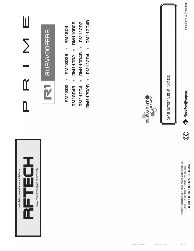 Imagen de la primera página del manual del dispositivo Prime RM18D4