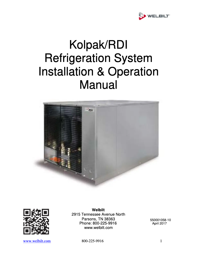 Página 1 del manual Manual de usuario Kolpak Polar Pak P6-0812-CT-T3