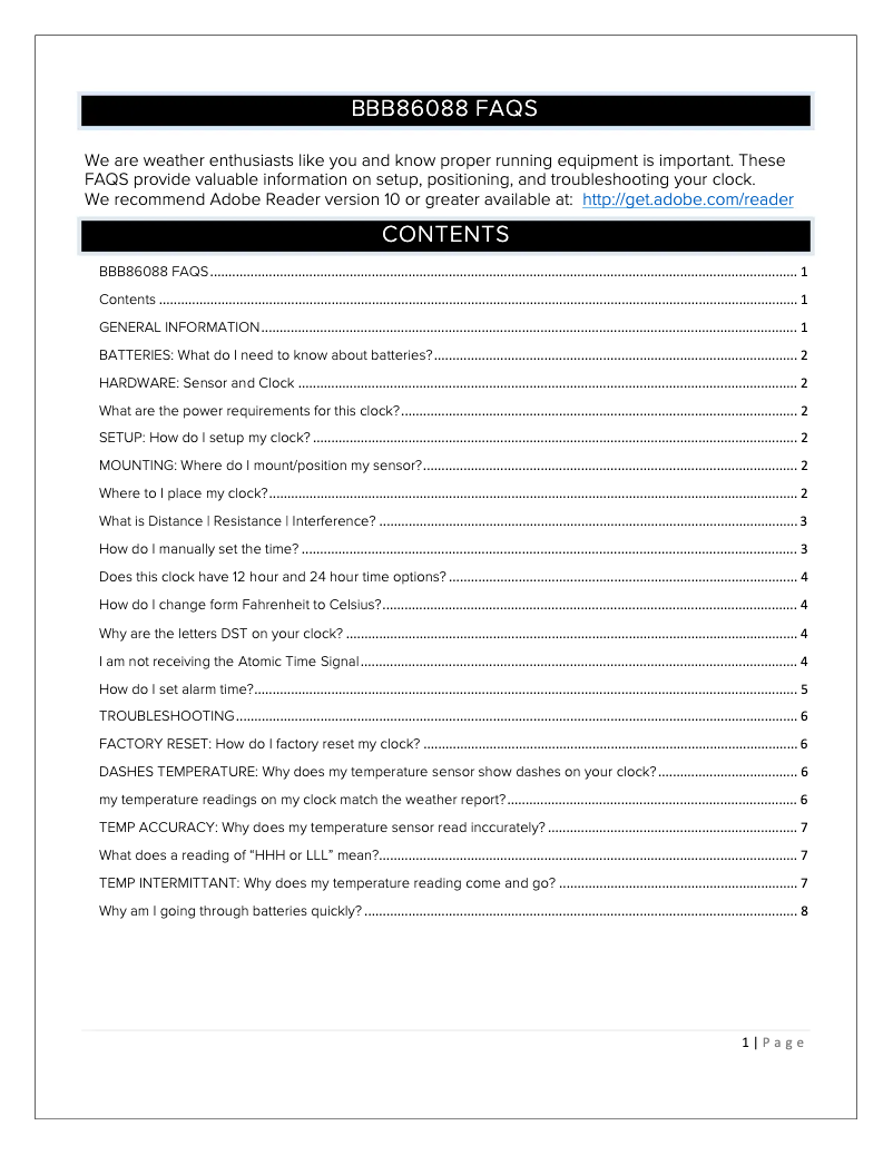 Imagen de la primera página del manual del dispositivo BBB86088V2