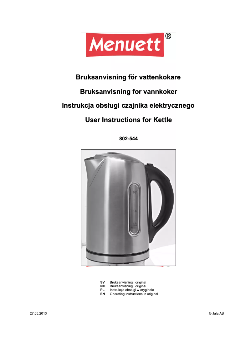 Imagen de la primera página del manual del dispositivo 802-544