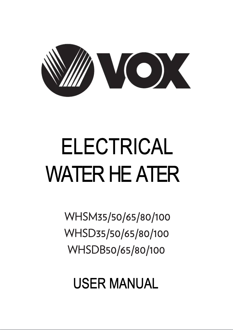 Página nº 1 - Manual de usuario VOX WHSD80