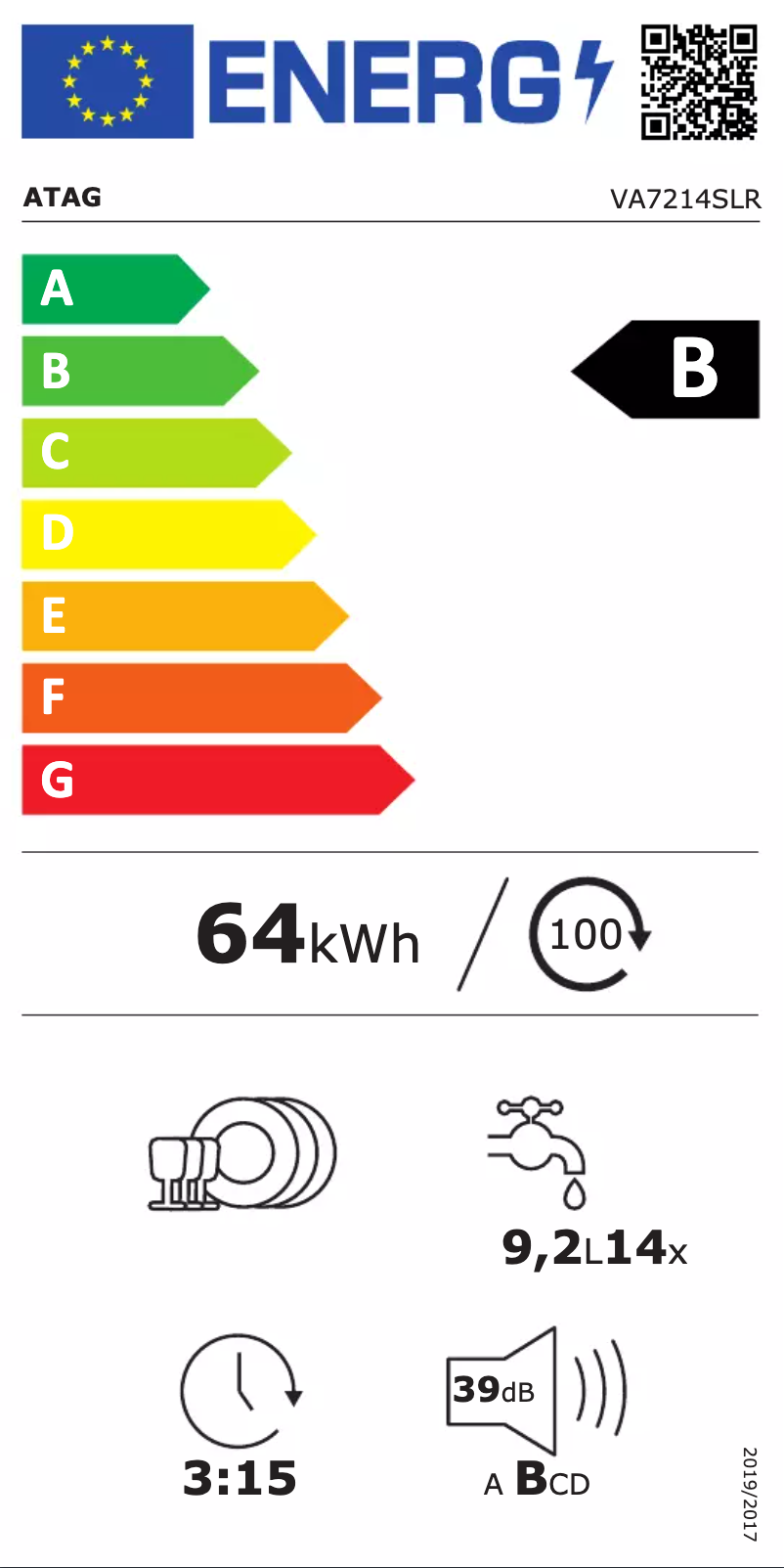 Página 1 del manual Etiqueta energética Atag VA7214SLR