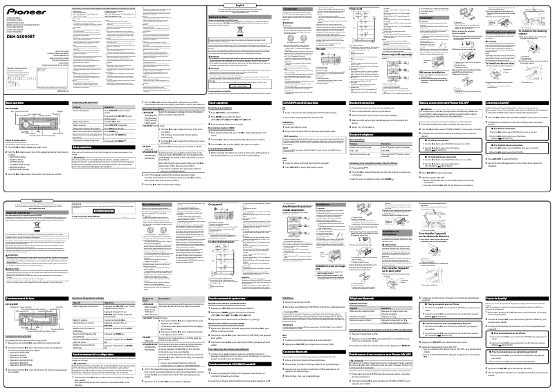 Página 1 del manual Guía de inicio rápido Pioneer DEH-S5000BT