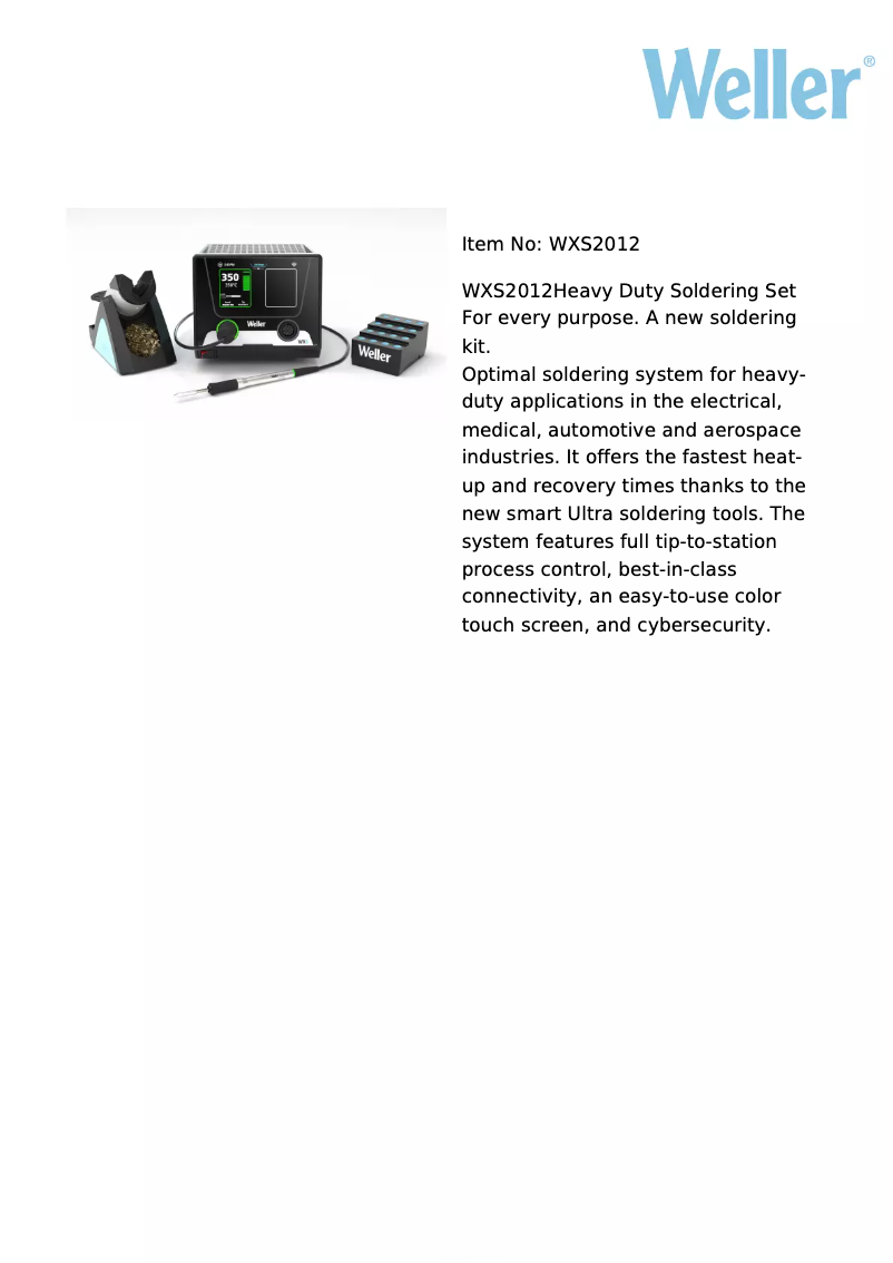 Página 1 del manual Ficha técnica Weller WXS2012