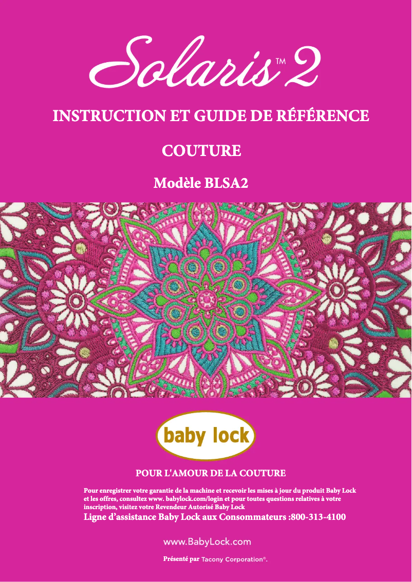 Página 1 del manual Manual de usuario Baby Lock Solaris 2