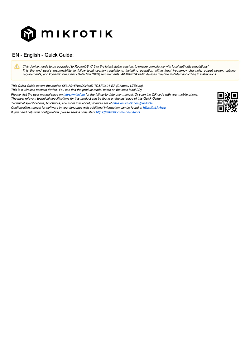 Imagen de la primera página del manual del dispositivo Chateau LTE6 ax