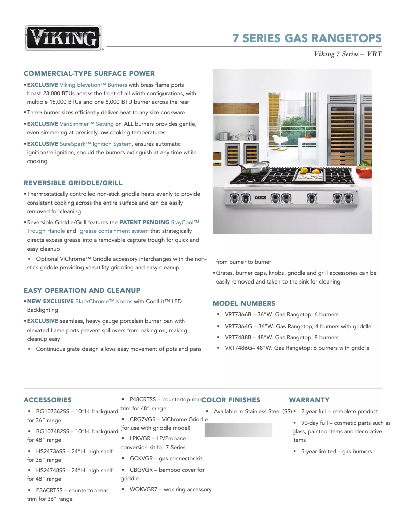 Página 1 del manual Ficha técnica Viking VRT7364GSSLP