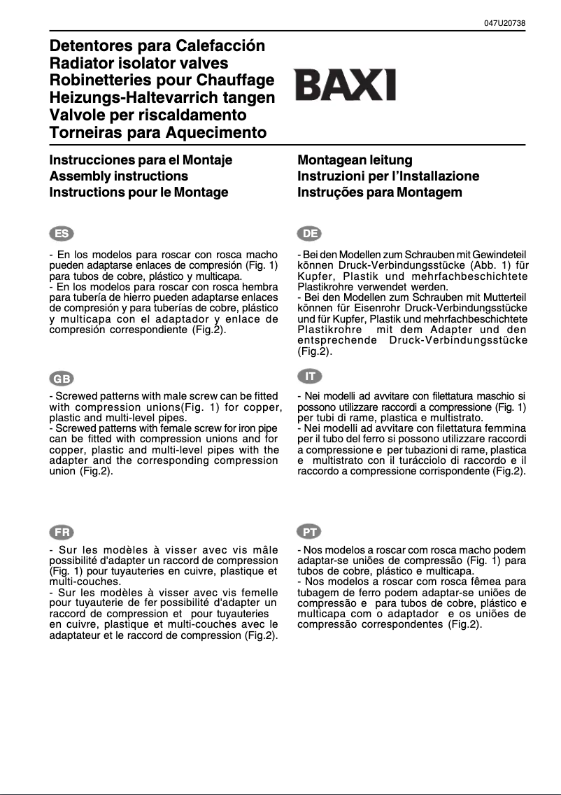 Página 1 del manual Manual de usuario Baxi Detentores