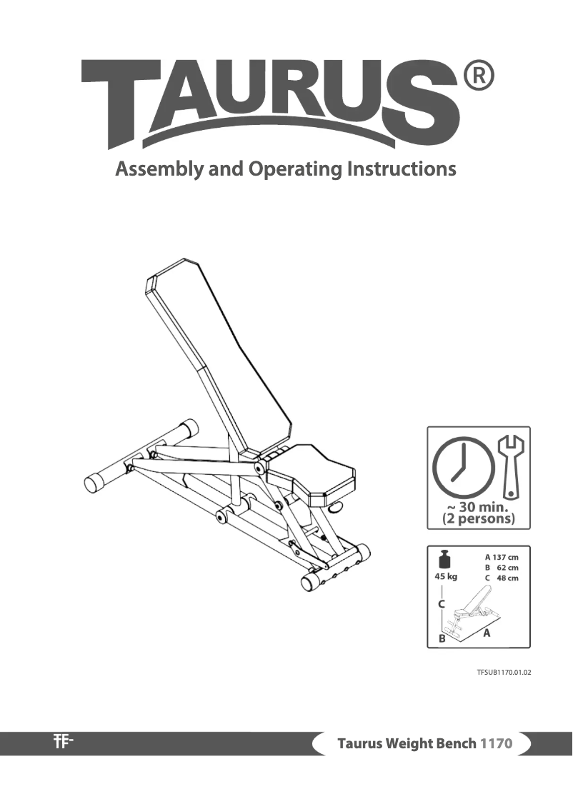 Página nº 1 - Manual de usuario Taurus Weight Bench 1170