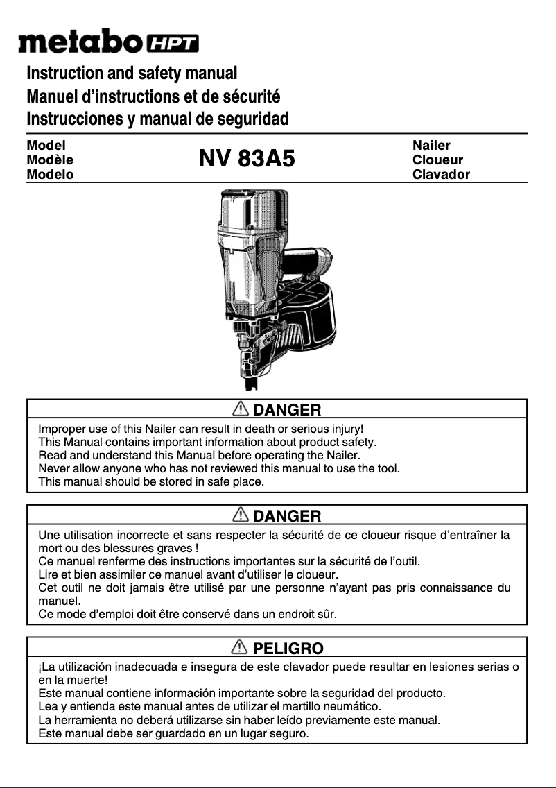 Imagen de la primera página del manual del dispositivo NV83A5