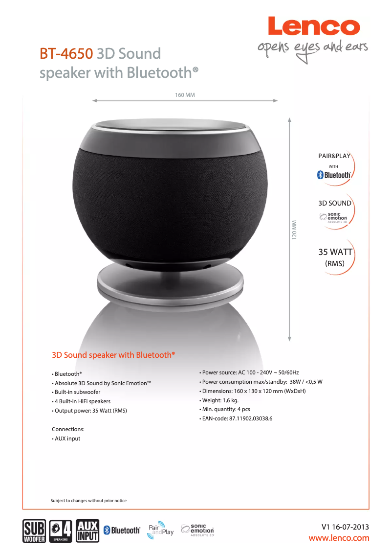 Imagen de la primera página del manual del dispositivo BT-4650