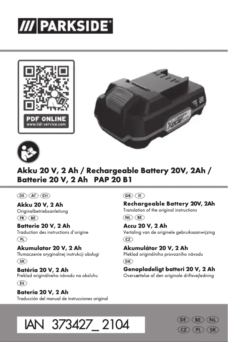 Página 1 del manual Manual de usuario Parkside PAP 20 B1