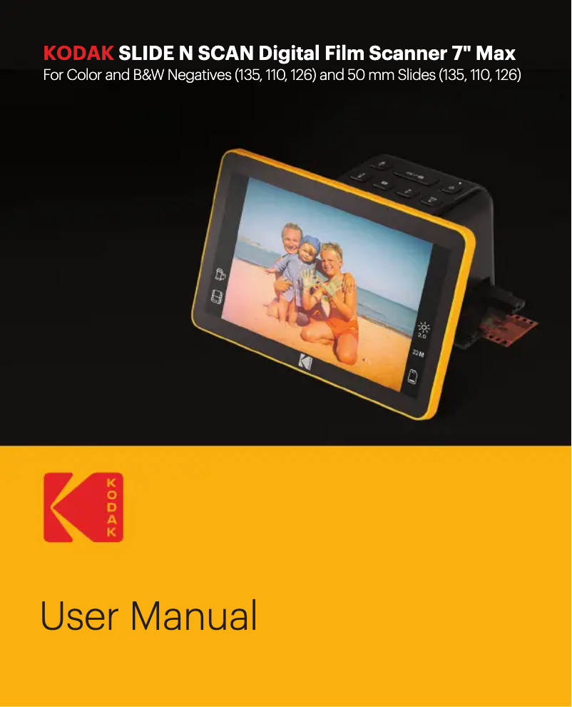 Página 1 del manual Guía de inicio rápido Kodak SLIDE N SCAN Digital Film Scanner 7" Max