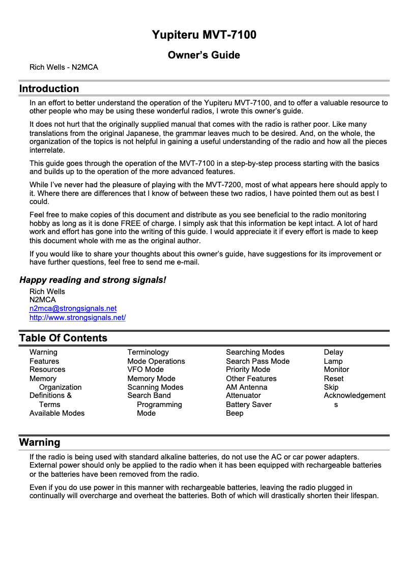 Imagen de la primera página del manual del dispositivo MVT-7100