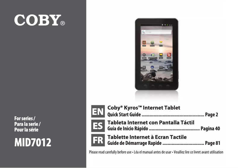 Imagen de la primera página del manual del dispositivo MID7012