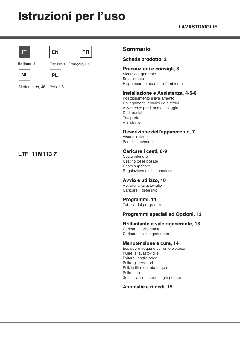 Imagen de la primera página del manual del dispositivo LTF 11M113 7