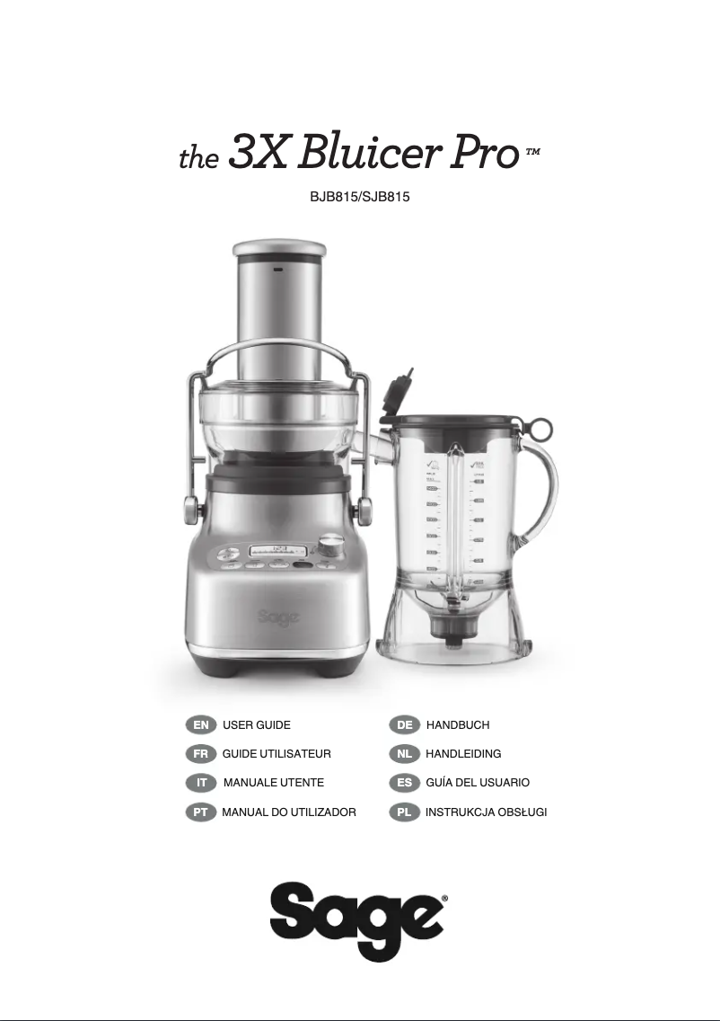 Imagen de la primera página del manual del dispositivo the 3X Juicer Pro SJB815