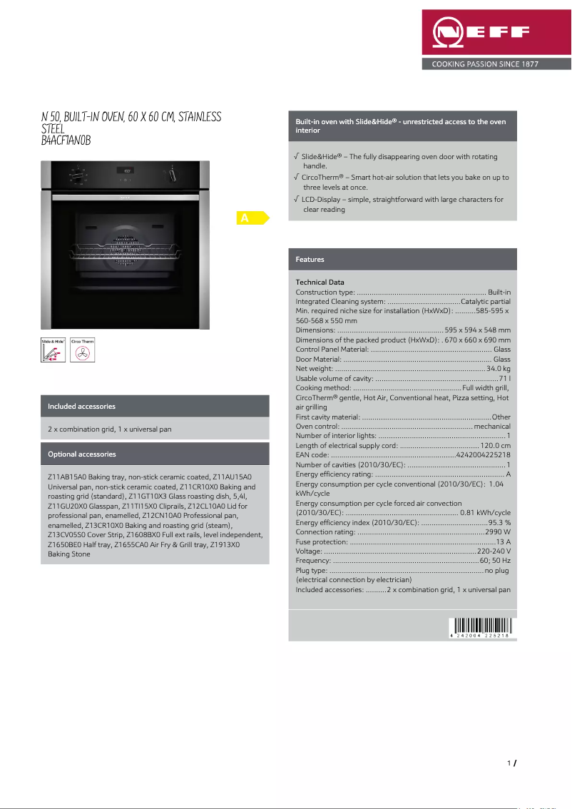 Imagen de la primera página del manual del dispositivo B4ACF1AN0B