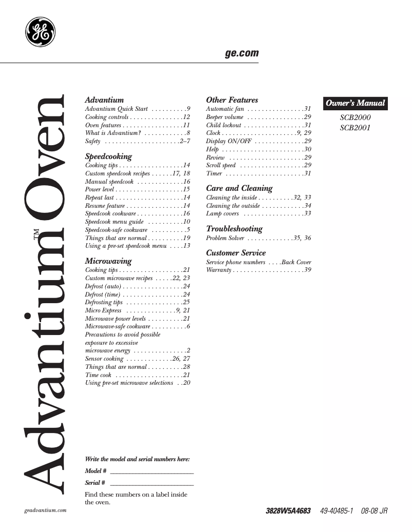 Imagen de la primera página del manual del dispositivo SCB2000CBB