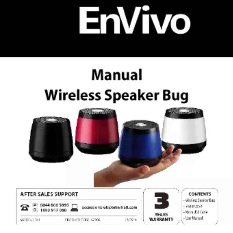 Página 1 del manual Manual de usuario Envivo Wireless Speaker Bug 1341