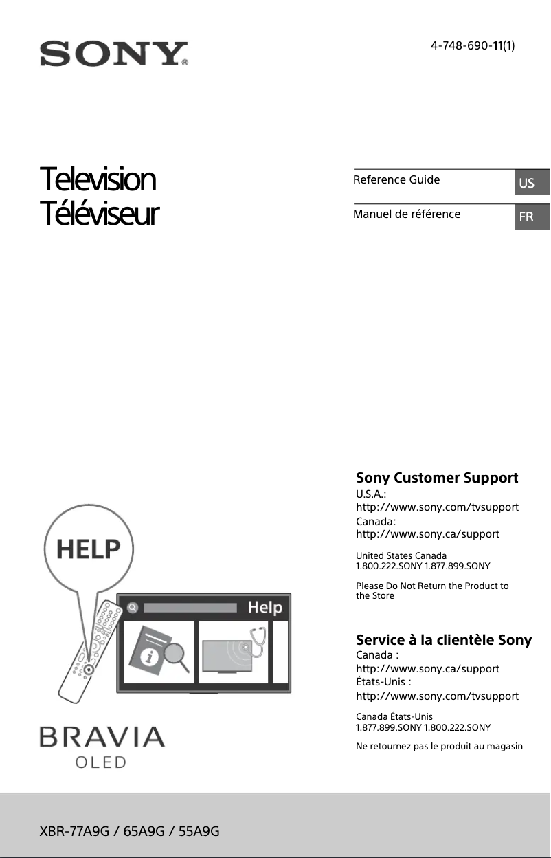 Página 1 del manual Manual de usuario Sony Bravia XBR-55A9G