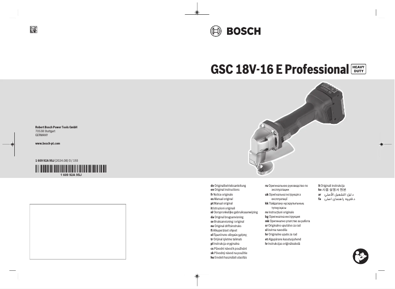 Página 1 del manual Manual de usuario Bosch GSC 18V-16 E Professional