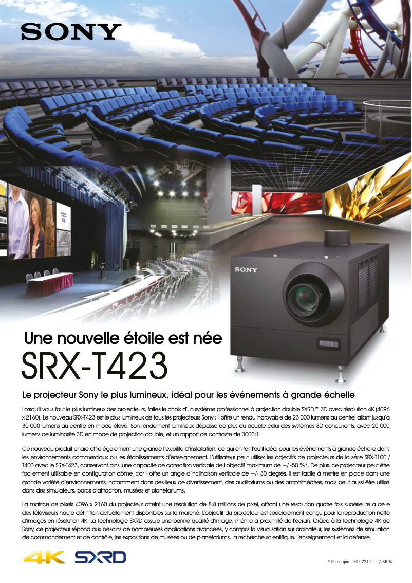 Imagen de la primera página del manual del dispositivo SRX-T423