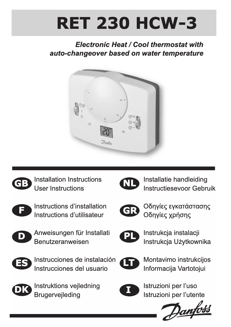 Página 1 del manual Manual de usuario Danfoss RET 230 HCW-3
