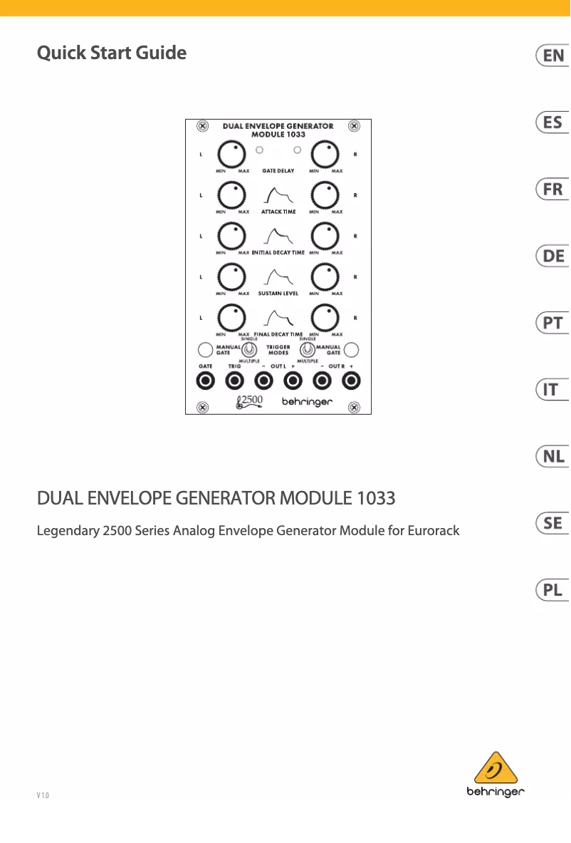 Imagen de la primera página del manual del dispositivo Dual Envelope Generator Module 1033