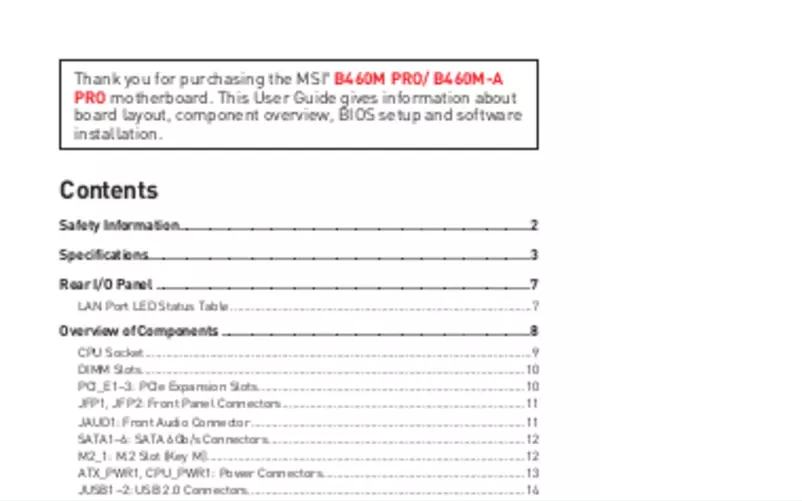 Página nº 1 - Manual de usuario MSI B460M PRO