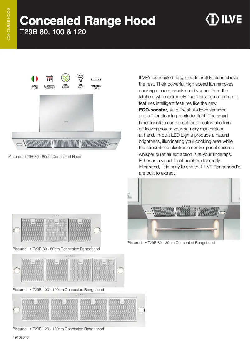 Página 1 del manual Ficha técnica Ilve T29B/120