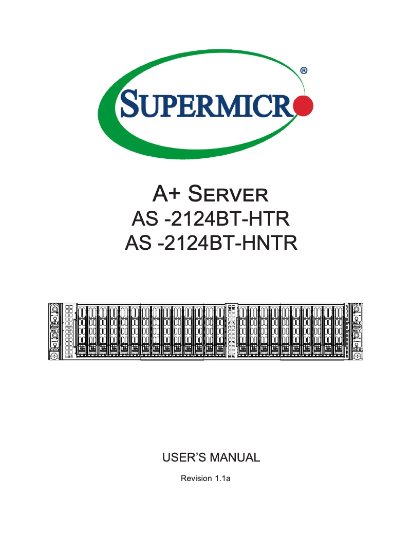 Página 1 del manual Manual de usuario Supermicro A+ Server 2124BT-HNTR
