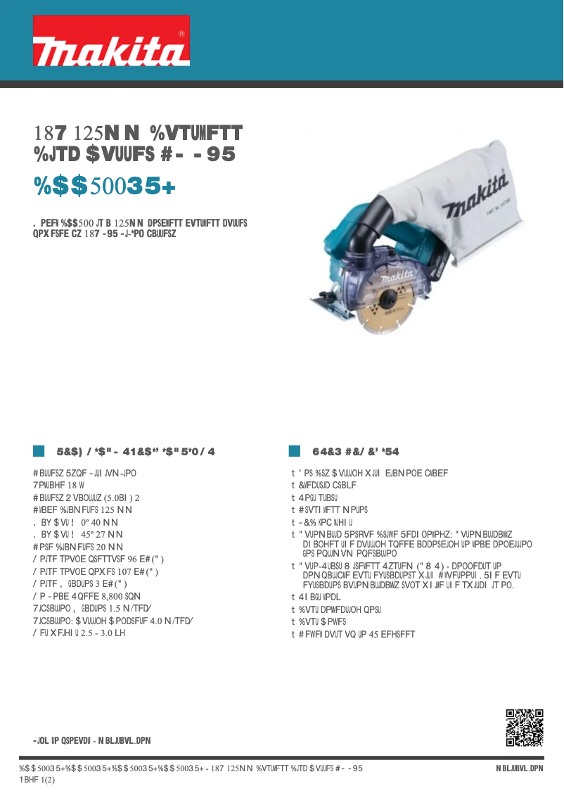 Página 1 del manual Ficha técnica Makita DCC500