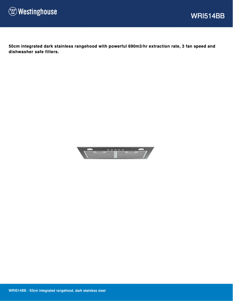 Página 1 del manual Ficha técnica Westinghouse WRI514BB
