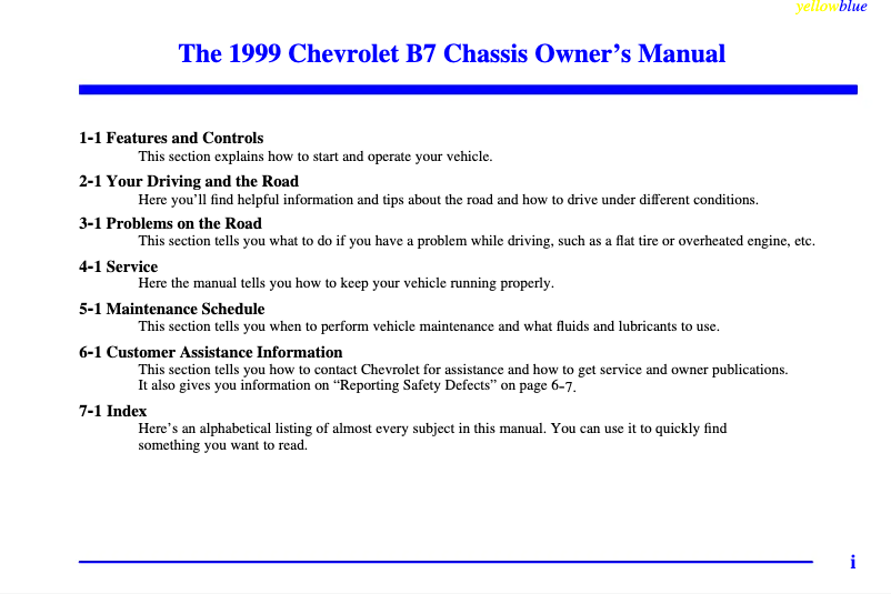 Página 1 del manual Manual de usuario Chevrolet Chassis CAB (2001)