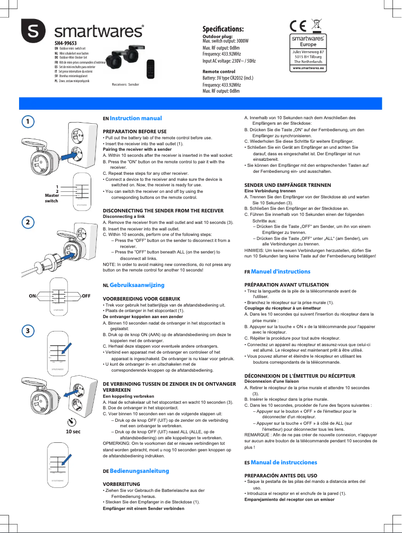 Página 1 del manual Manual de usuario Smartwares SH4-99653