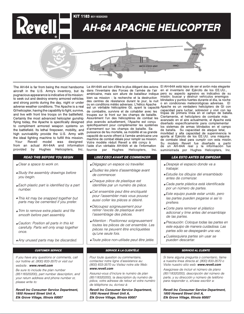 Imagen de la primera página del manual del dispositivo Apache Helicopter