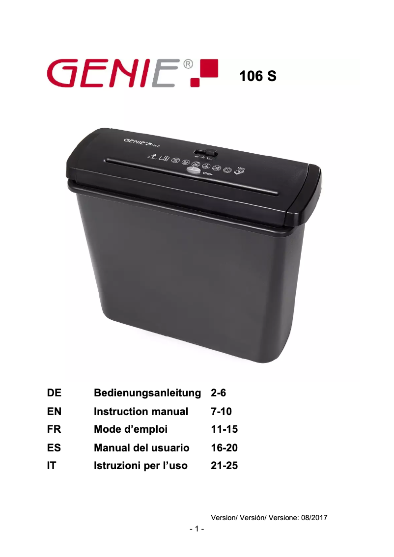 Página 1 del manual Manual de usuario Genie 106 S