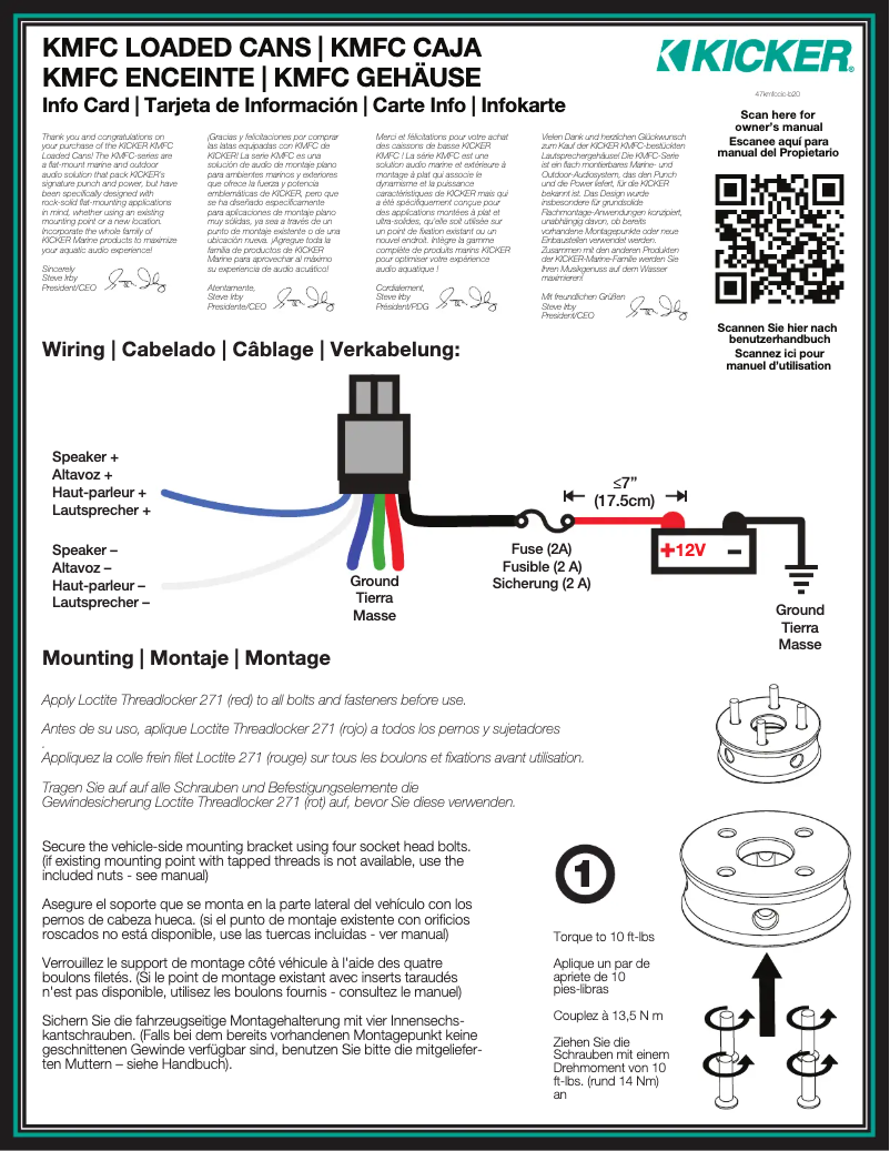 Página 1 del manual Manual de usuario Kicker 47KMFC11W