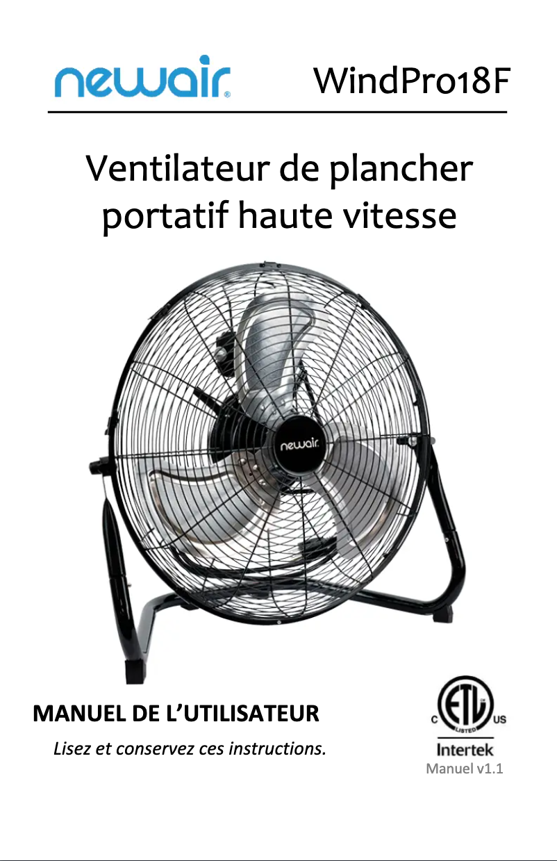 Página 1 del manual Manual de usuario NewAir WindPro18F