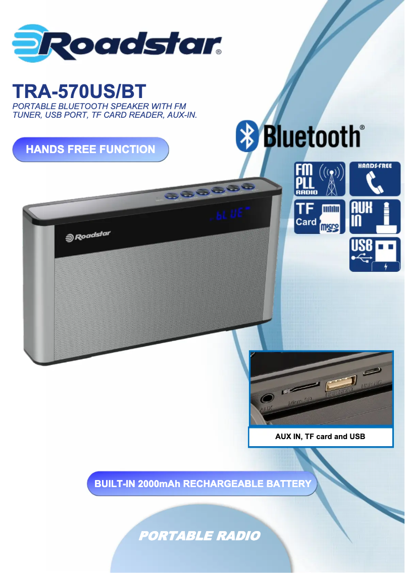 Página 1 del manual Ficha técnica Roadstar TRA-570US/BT