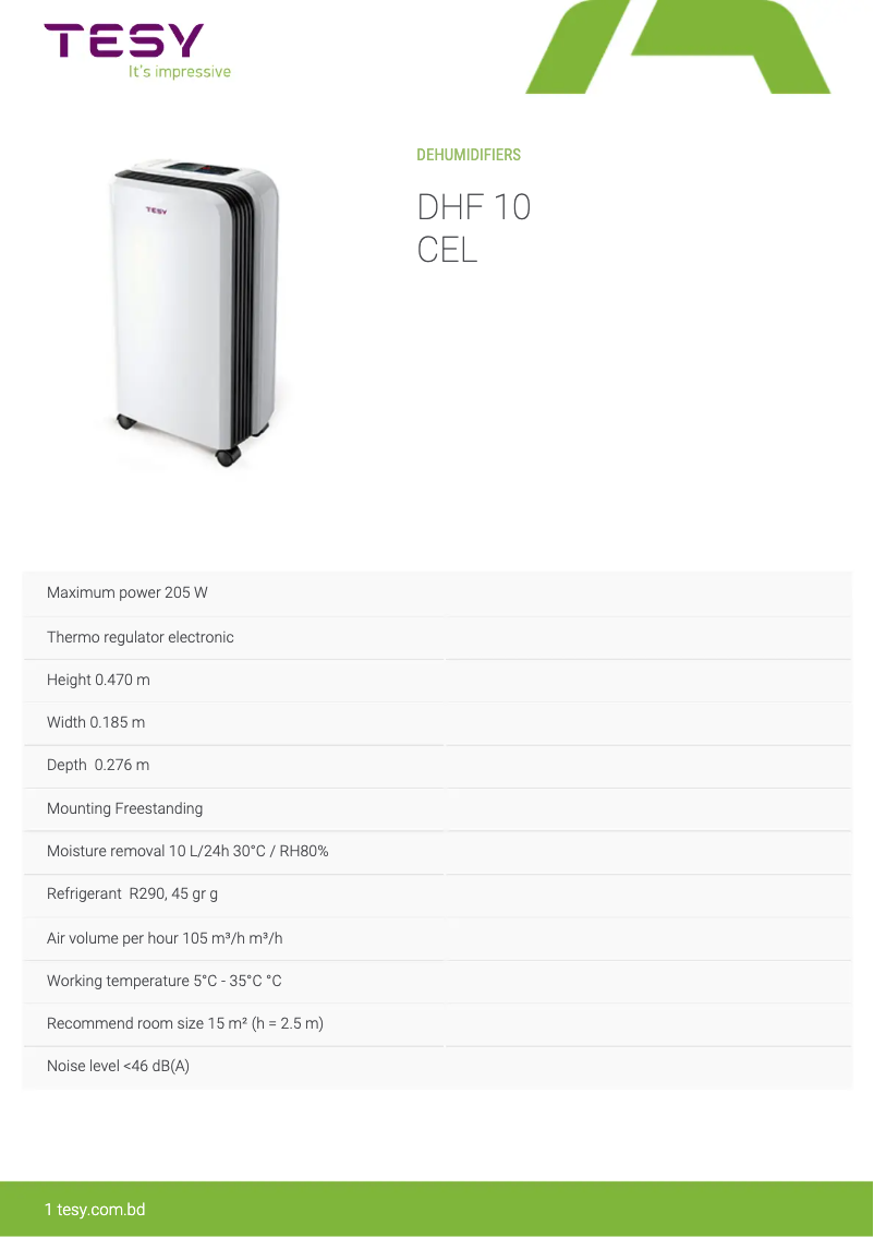 Imagen de la primera página del manual del dispositivo DHF 10 CEL