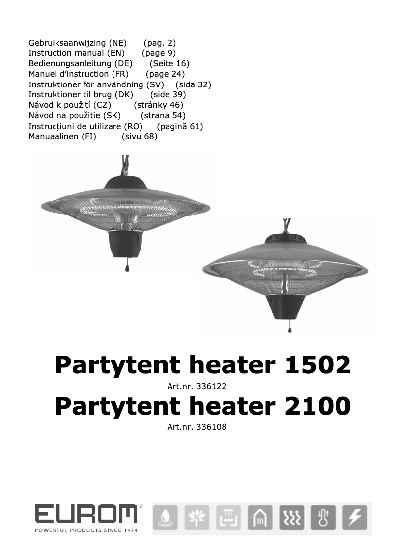 Página nº 1 - Manual de usuario Eurom Party Tent Heater 2100