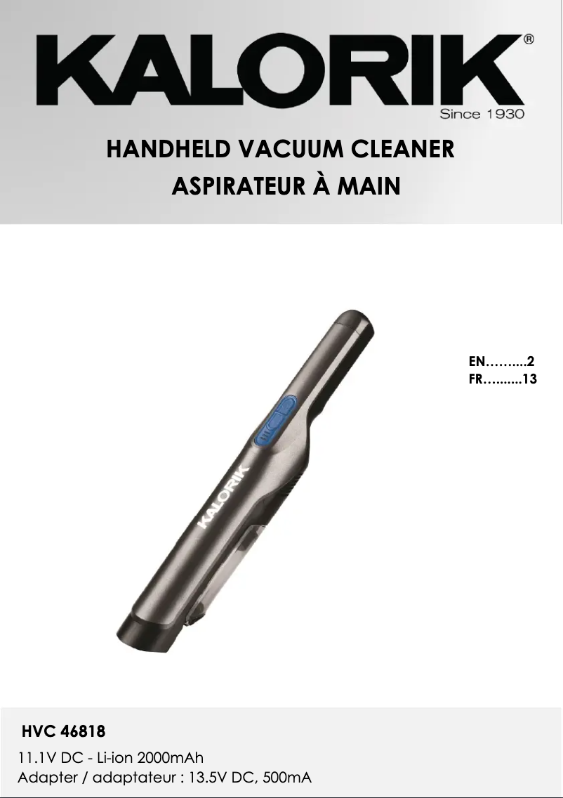 Página 1 del manual Manual de usuario Kalorik HVC 46818