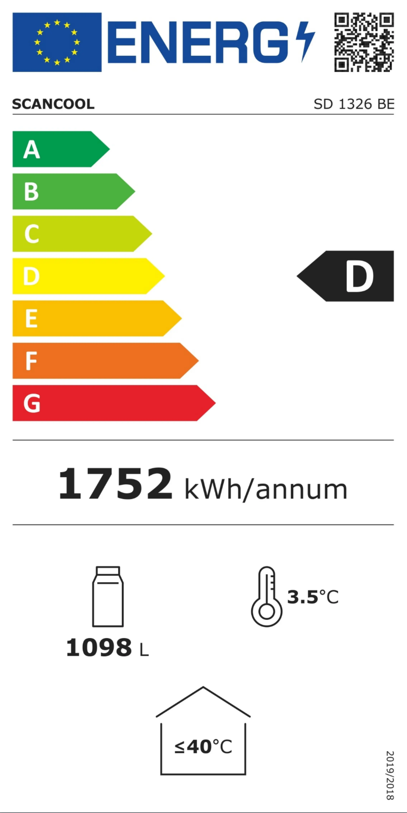 Página 1 del manual Etiqueta energética Scancool SD 1326 BE