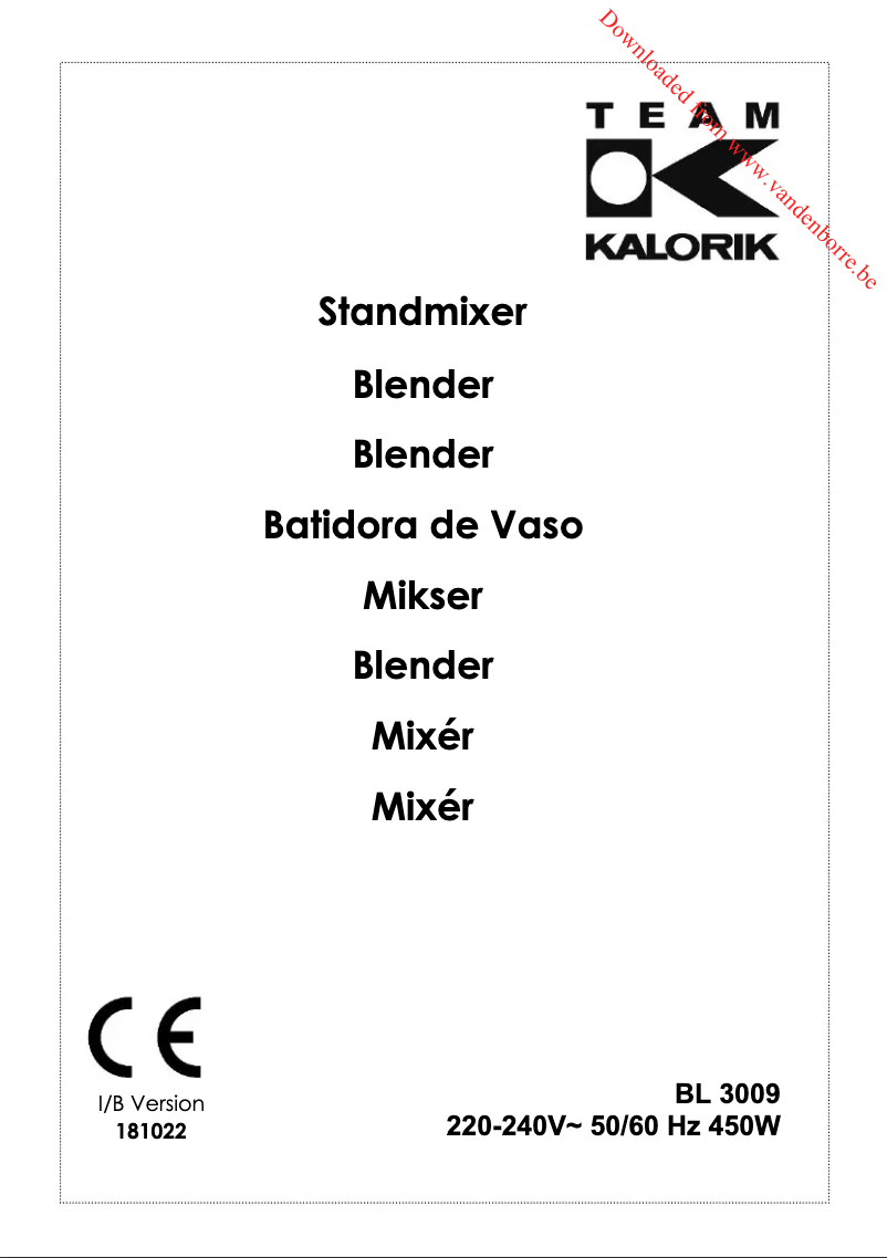 Página 1 del manual Manual de usuario Kalorik TKG BL 3009