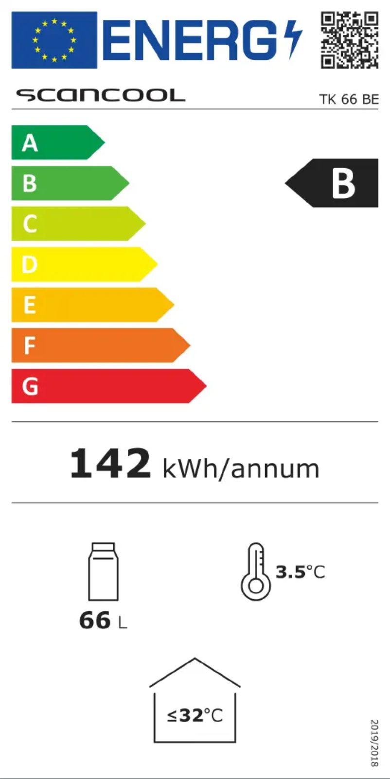 Página 1 del manual Etiqueta energética Scancool TK 66 BE