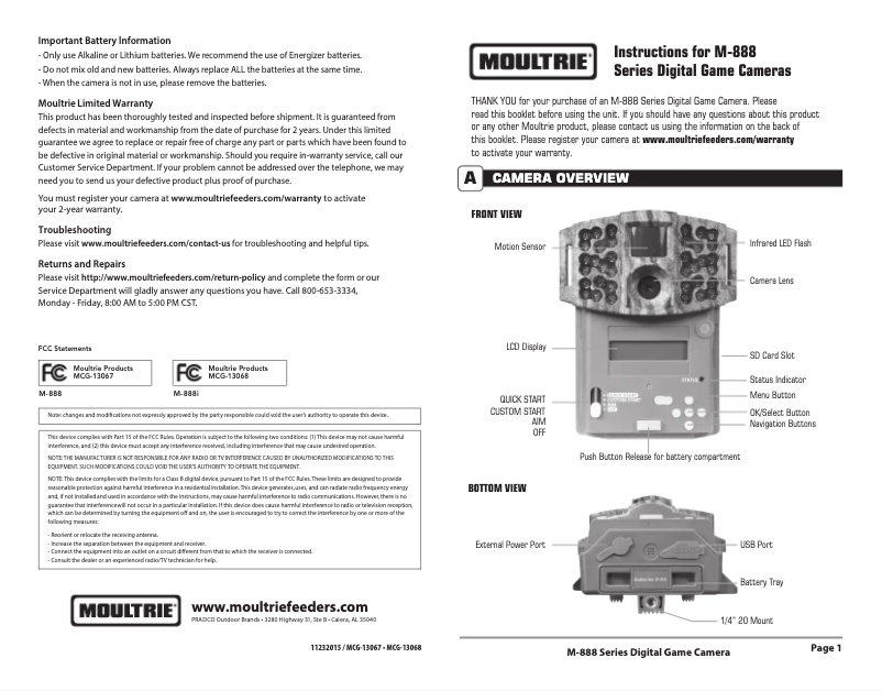 Página 1 del manual Manual de usuario Moultrie M-999i